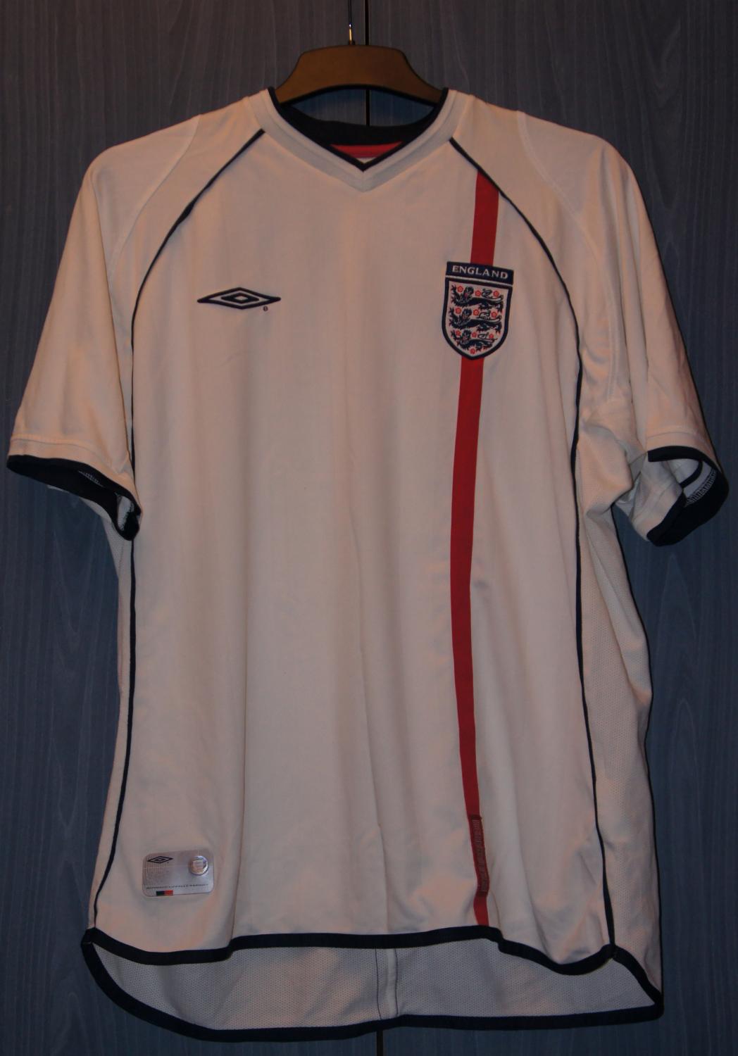 maillot équipe de angleterre domicile 2001-2003 rétro