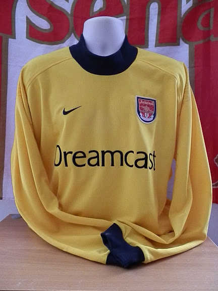 maillot équipe de arsenal fc gardien 2001-2002 rétro