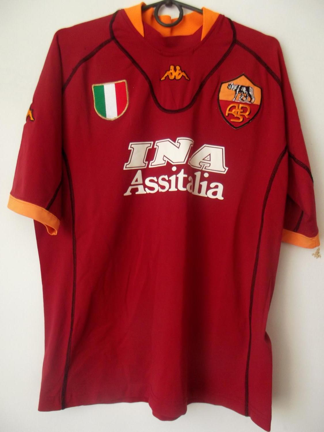 maillot équipe de as rome domicile 2001-2002 rétro