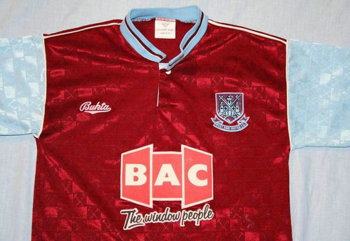 maillots west ham united domicile 1990-1991 rétro